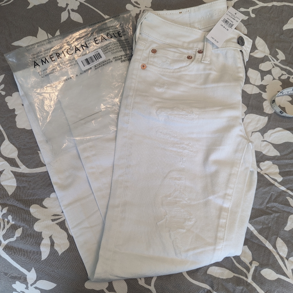 Mens American Eagle Airflex+ White Skinny Jeans 28x28 NEW WITH TAGS